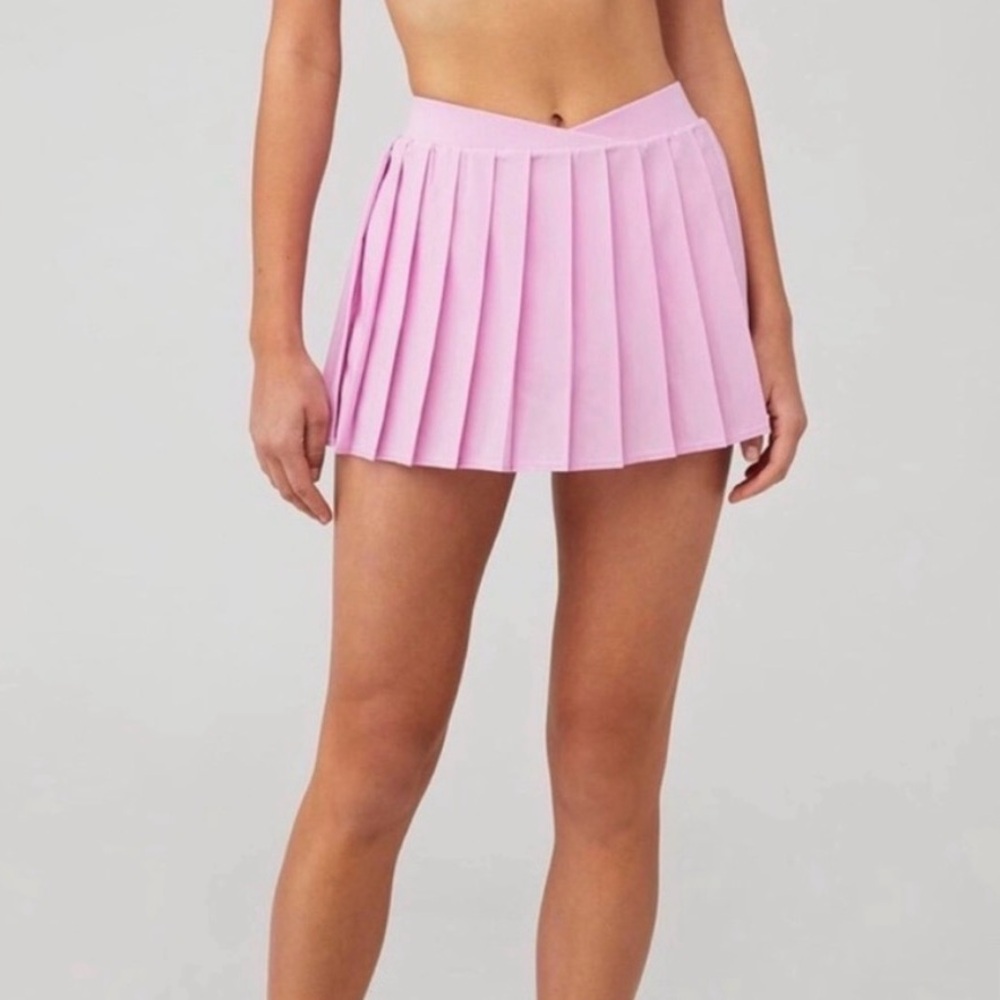 Frankies Bikinis Active Windy Tennis Skirt Baby Pink Pleated Mini S 62104RA-BBP